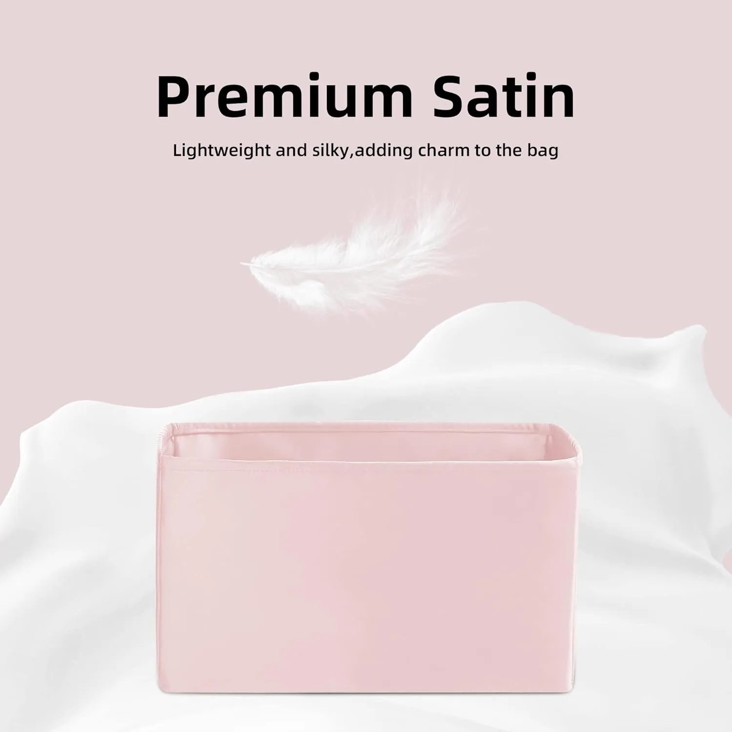 DGAZ Silk Purse Organizer Insert For Dior Book Tote mini/S/M/L，Silky Smooth Bag Organizer，Luxury Handbag & Tote Shaper（Pink，BT-S）