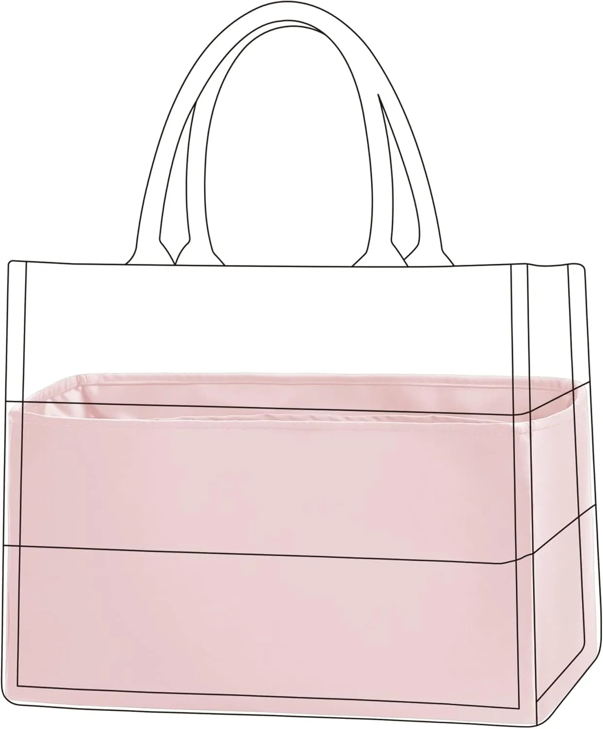 DGAZ Silk Purse Organizer Insert For Dior Book Tote mini/S/M/L，Silky Smooth Bag Organizer，Luxury Handbag & Tote Shaper（Pink，BT-S）
