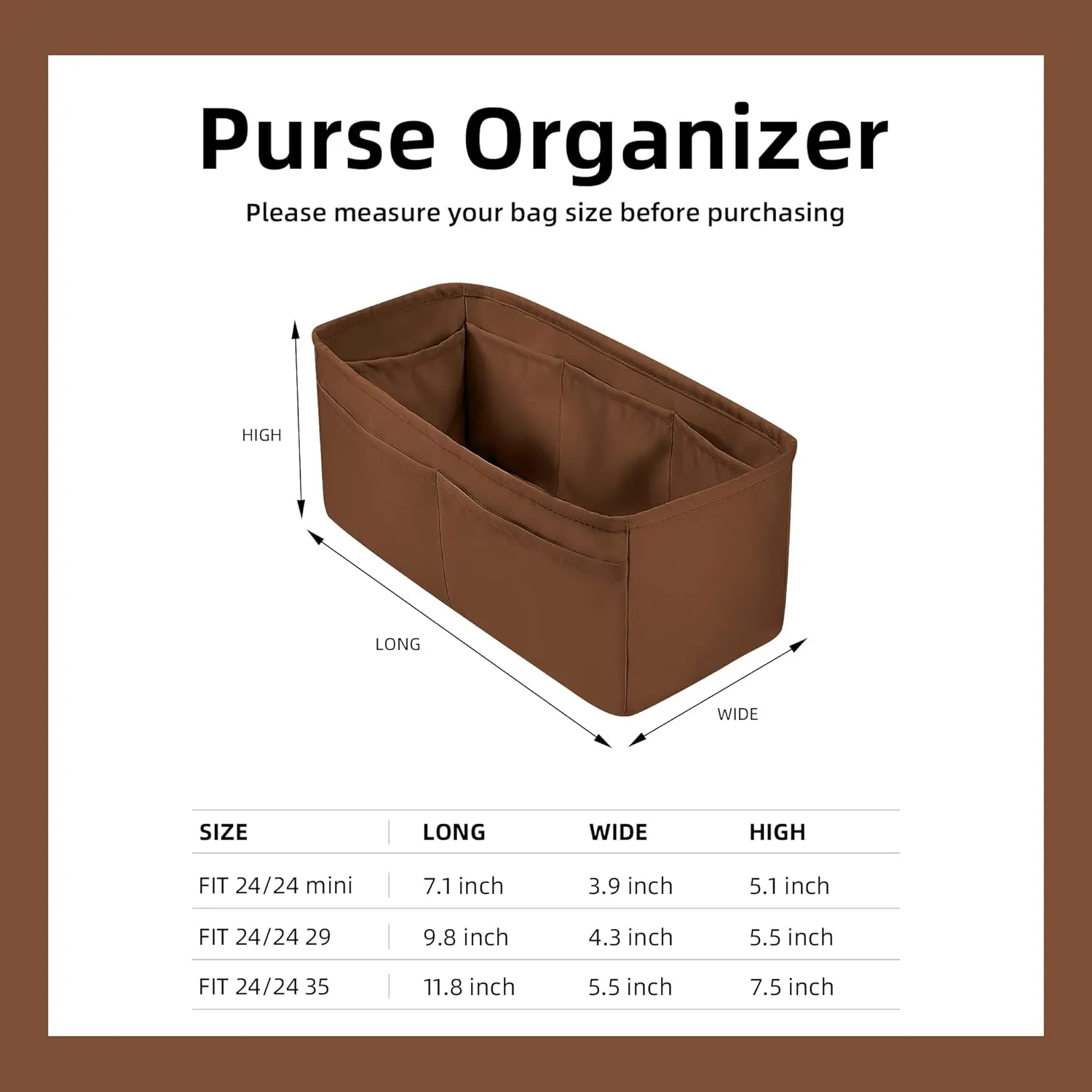 DGAZ Silk Purse Organizer Insert For Hermes 24/24 mini/29/35 Bags, Luxury Handbag & Tote Organizer, Simplicity bag organizer(Gold,24/24-mini)