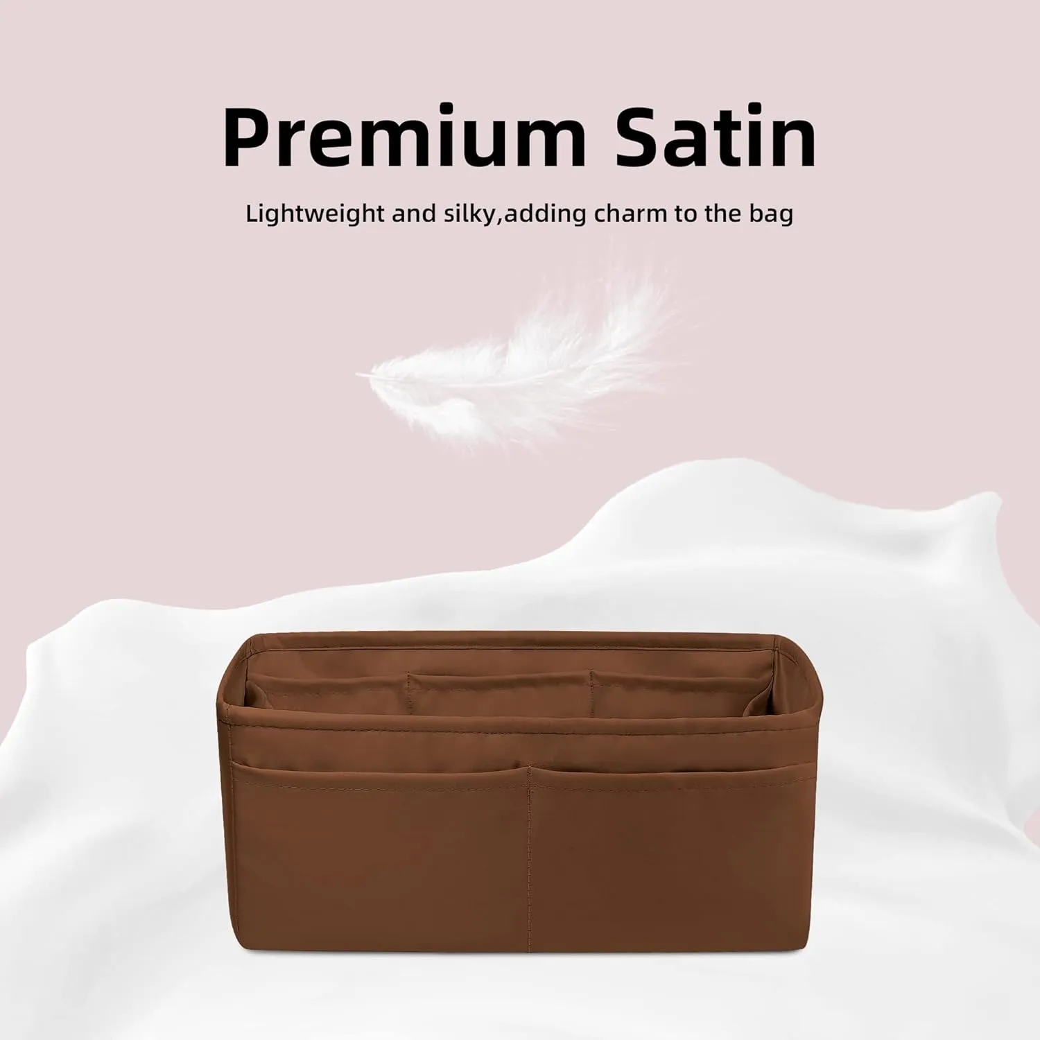 DGAZ Silk Purse Organizer Insert For Hermes 24/24 mini/29/35 Bags, Luxury Handbag & Tote Organizer, Simplicity bag organizer(Gold,24/24-mini)