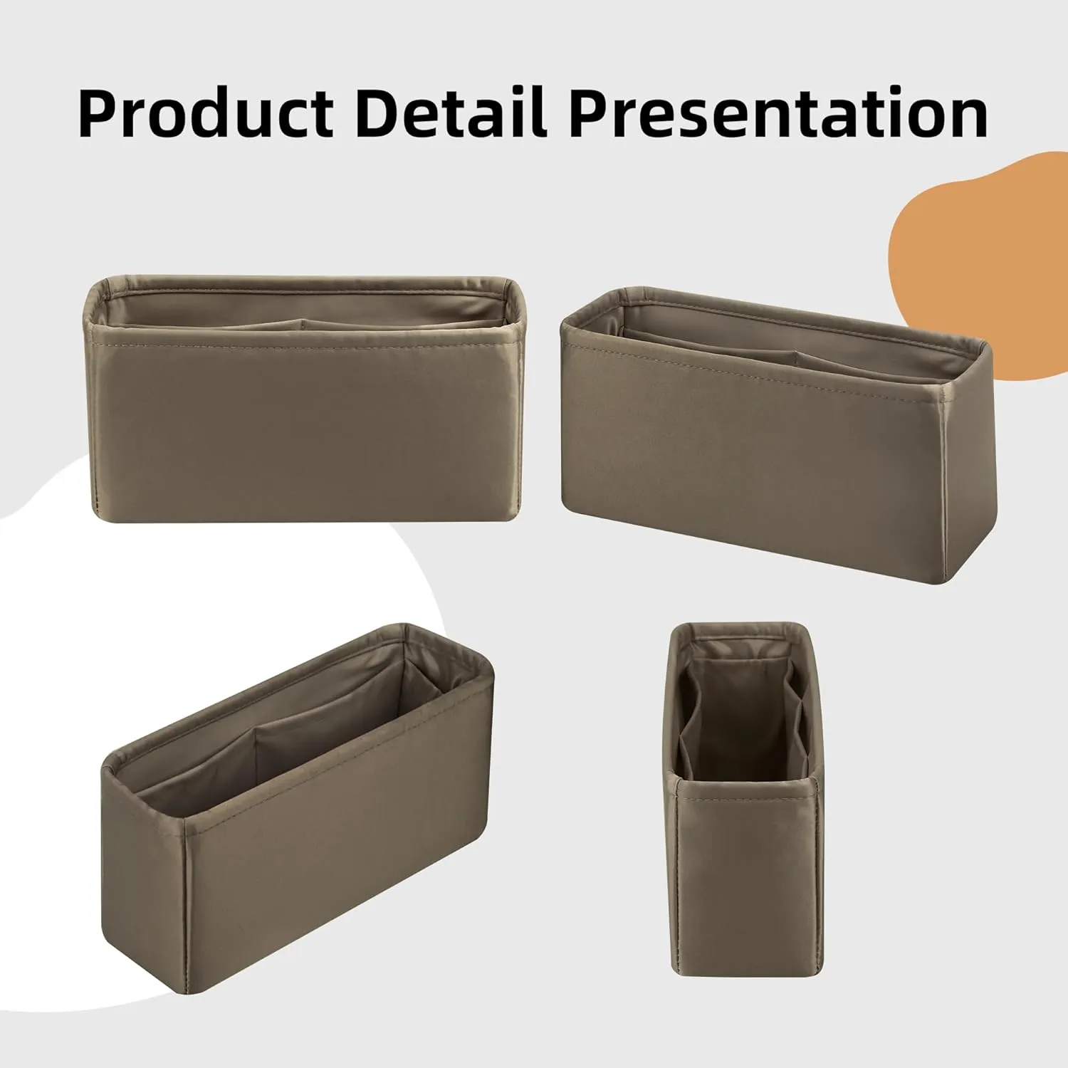 DGAZ Silk Purse Organizer Insert For Hermes Geta bags，Silky Smooth Bag Organizer，Luxury Handbag & Tote Shaper(Etoupe Grey)