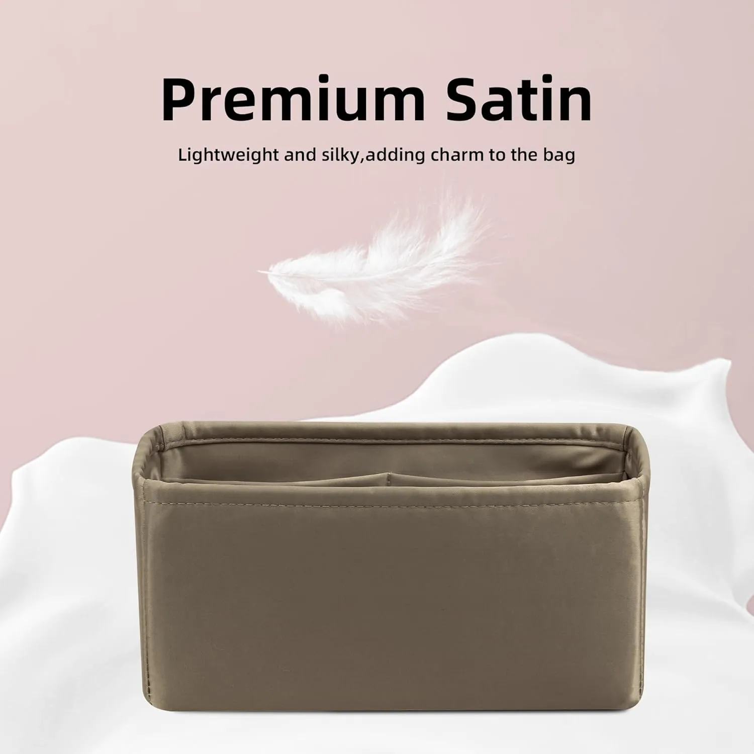 DGAZ Silk Purse Organizer Insert For Hermes Geta bags，Silky Smooth Bag Organizer，Luxury Handbag & Tote Shaper(Etoupe Grey)
