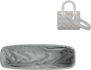 DGAZ Silk Purse Organizer Insert For Lady-Dior Micro/Mini/S/M/L bags，Silky Smooth Bag Organizer，Luxury Handbag & Tote Shaper(Pearl gray,M)