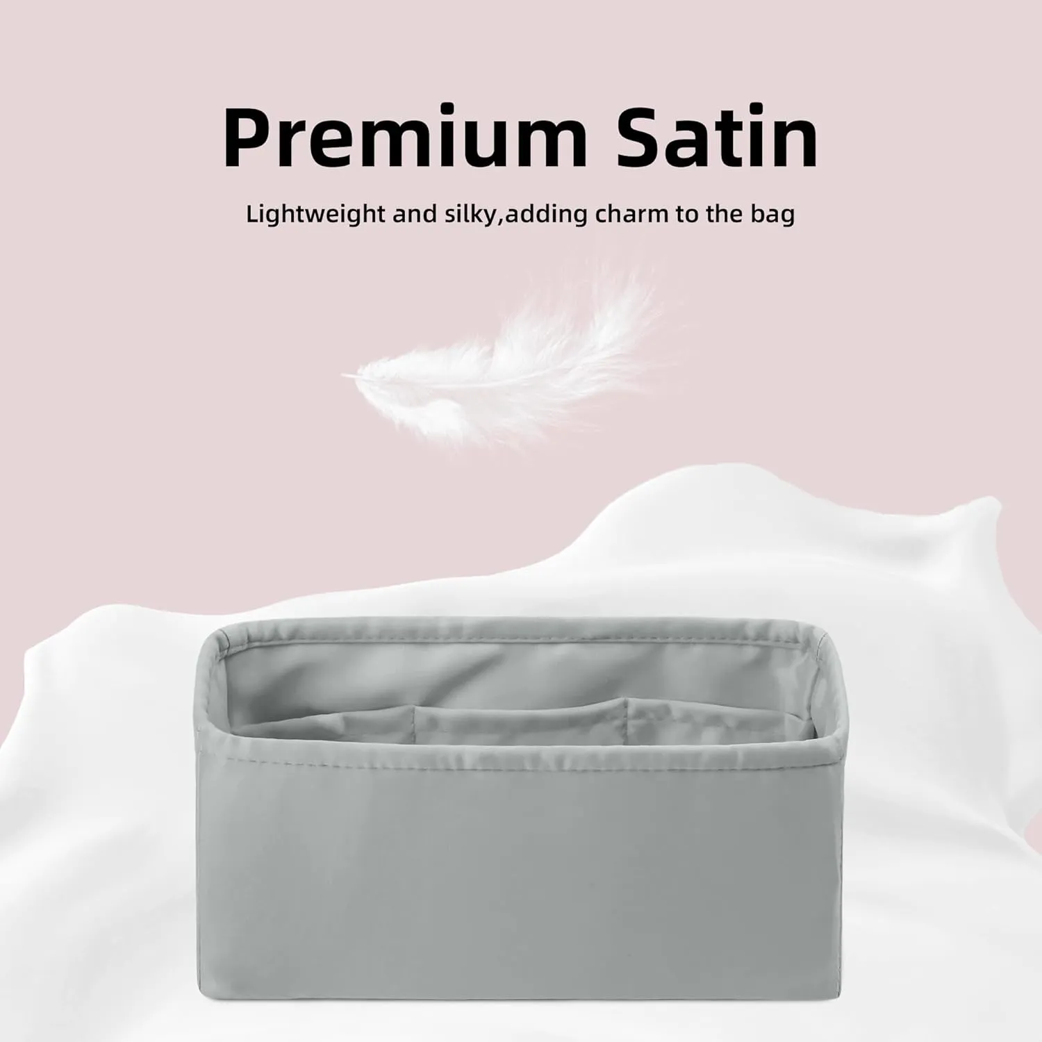 DGAZ Silk Purse Organizer Insert For Lady-Dior Micro/Mini/S/M/L bags，Silky Smooth Bag Organizer，Luxury Handbag & Tote Shaper(Pearl gray,M)