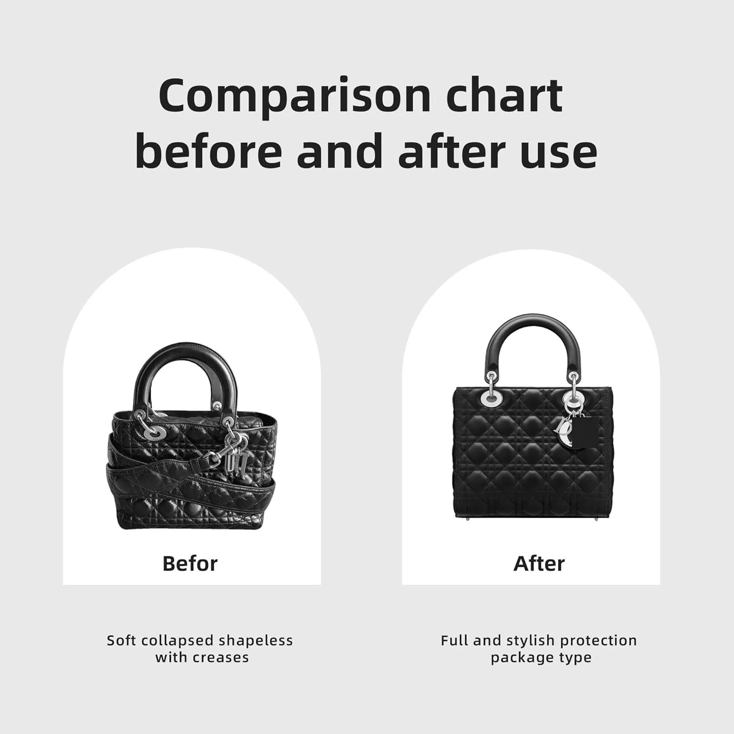 DGAZ Silk Purse Organizer Insert For Lady-Dior Micro/Mini/S/M/L bags，Silky Smooth Bag Organizer，Luxury Handbag & Tote Shaper(Pearl gray,M)