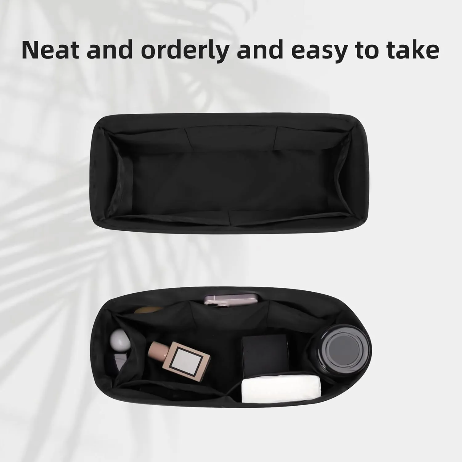 DGAZ Silk Purse Organizer Insert For LV Carryall PM/MM bag，Silky Smooth Bag Organizer，Luxury Handbag & Tote Shaper(Black,PM)