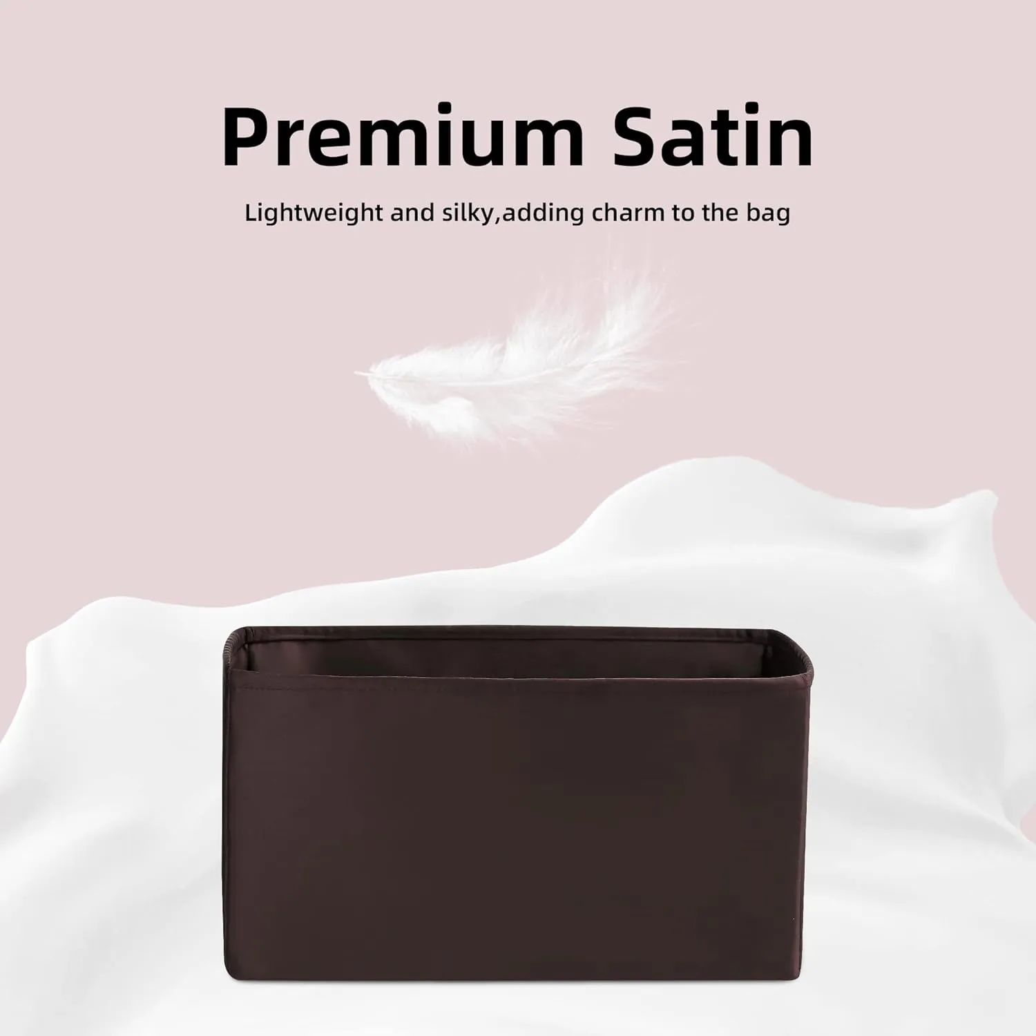 DGAZ Silk Purse Organizer Insert For LV Carryall PM/MM bag，Silky Smooth Bag Organizer，Luxury Handbag & Tote Shaper（Coffee brown，MM）