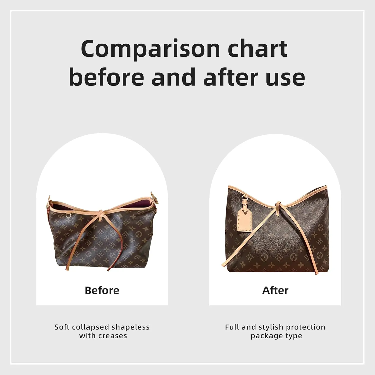 DGAZ Silk Purse Organizer Insert For LV Carryall PM/MM bag，Silky Smooth Bag Organizer，Luxury Handbag & Tote Shaper（Coffee brown，MM）