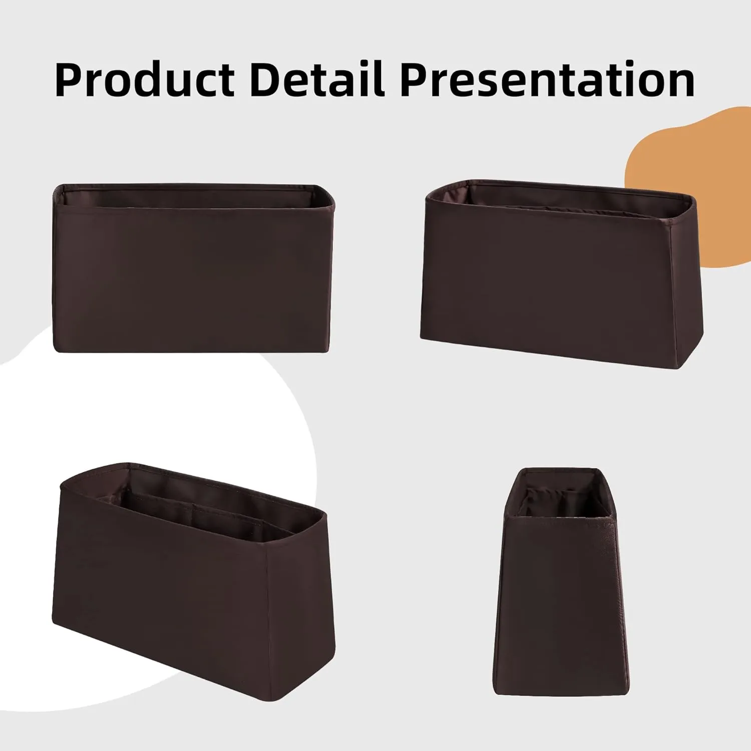 DGAZ Silk Purse Organizer Insert For LV Carryall PM/MM bag，Silky Smooth Bag Organizer，Luxury Handbag & Tote Shaper（Coffee brown，MM）