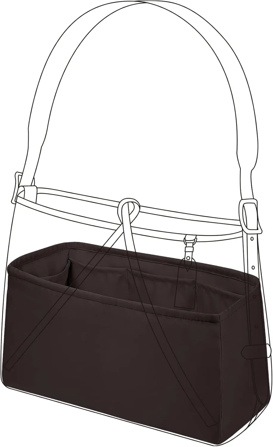 DGAZ Silk Purse Organizer Insert For LV Carryall PM/MM bag，Silky Smooth Bag Organizer，Luxury Handbag & Tote Shaper（Coffee brown，MM）