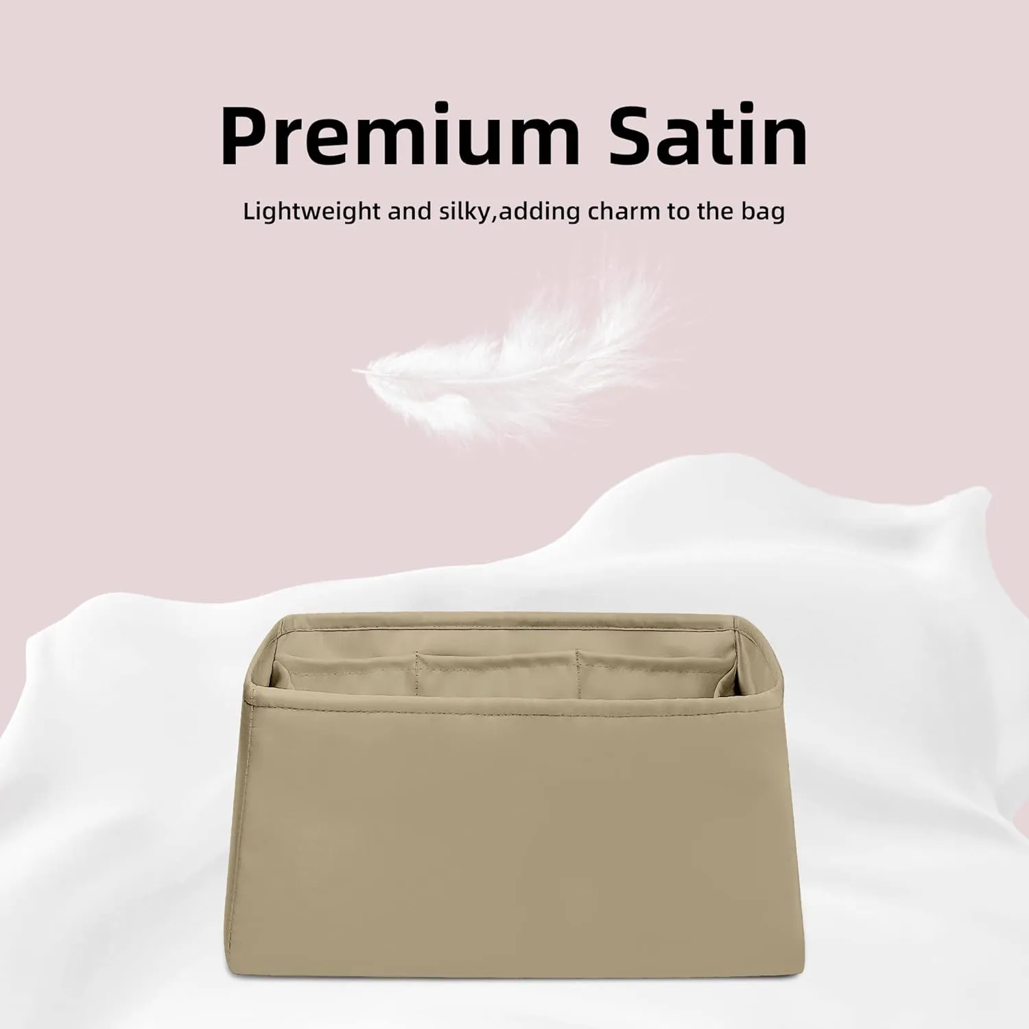 DGAZ Silk Purse Organizer Insert For LV Neonoe/New Neonoe bag，Silky Smooth Bag Organizer，Luxury Handbag & Tote Shaper（Champagne gold，Neonoe 2022 MM）