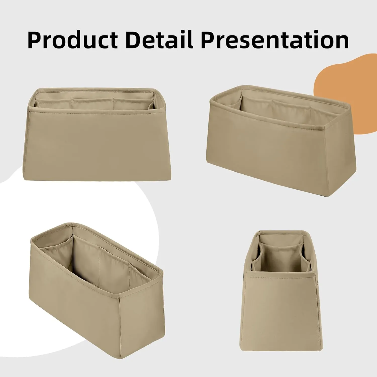 DGAZ Silk Purse Organizer Insert For LV Neonoe/New Neonoe bag，Silky Smooth Bag Organizer，Luxury Handbag & Tote Shaper（Champagne gold，Neonoe 2022 MM）