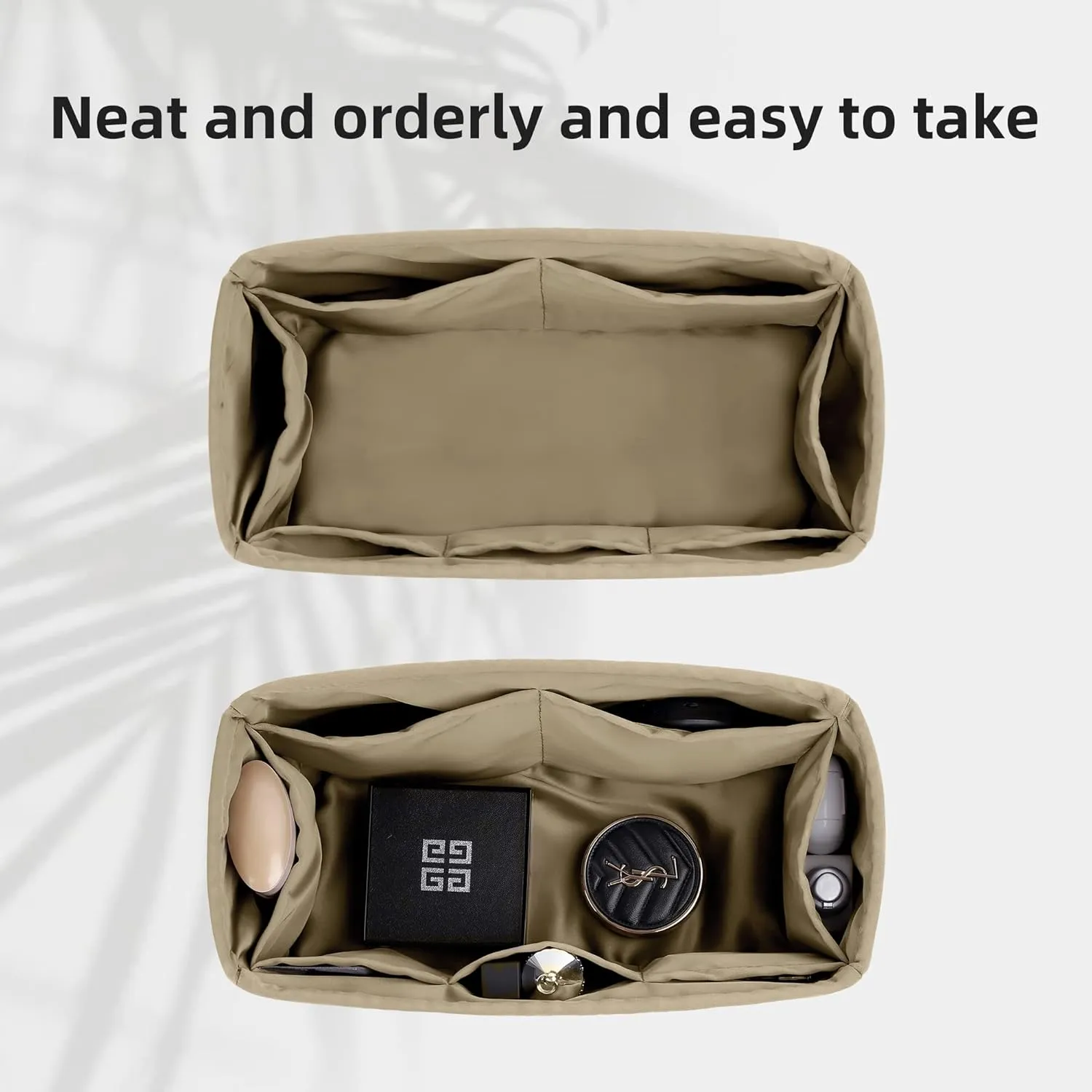 DGAZ Silk Purse Organizer Insert For LV Neonoe/New Neonoe bag，Silky Smooth Bag Organizer，Luxury Handbag & Tote Shaper（Champagne gold，Neonoe 2022 MM）