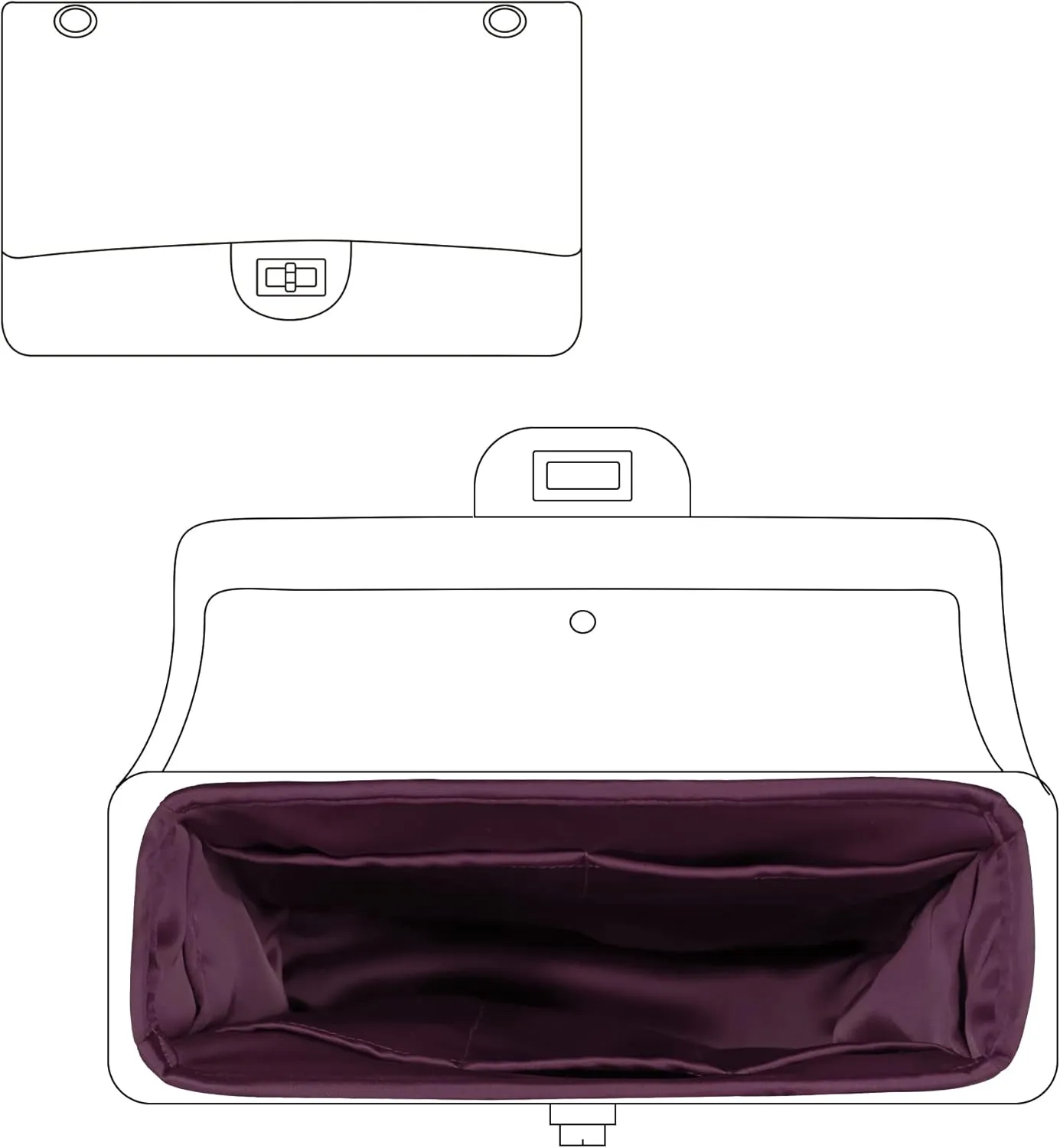 DGAZ Silky Purse Organizer Insert for Chanel 2.55 Bags, Luxury Handbag & Tote Organizer, Classic, Luxury Style, Fuchsia