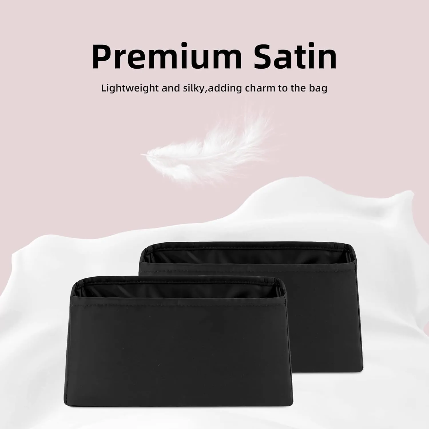 DGAZ Silky Purse Organizer Insert for Chanel Coco Handle Mini/S/M/L Bags, Luxury Handbag & Tote Organizer, Simplicity bag organizer (Black,L)