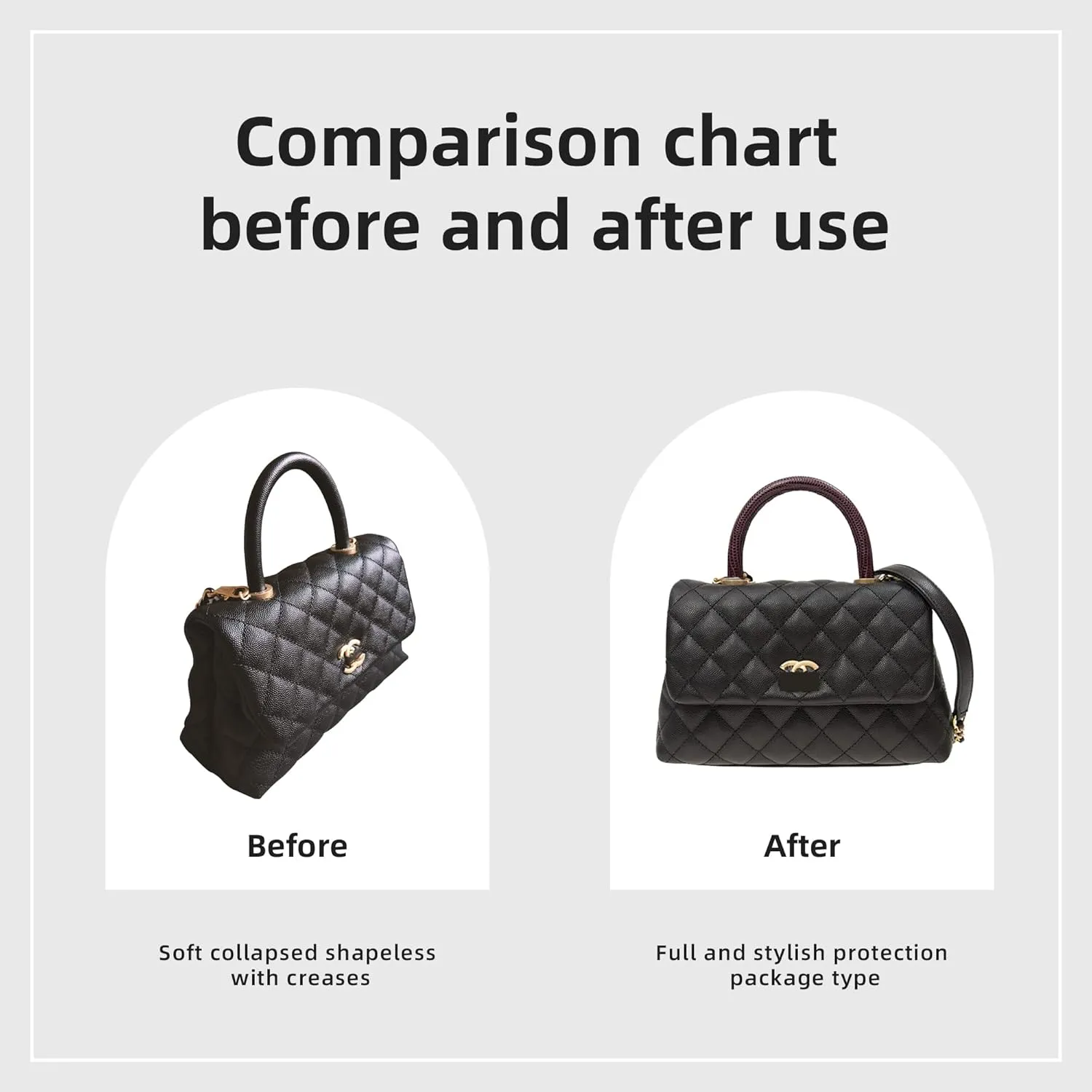 DGAZ Silky Purse Organizer Insert for Chanel Coco Handle Mini/S/M/L Bags, Luxury Handbag & Tote Organizer, Simplicity bag organizer (Black,L)