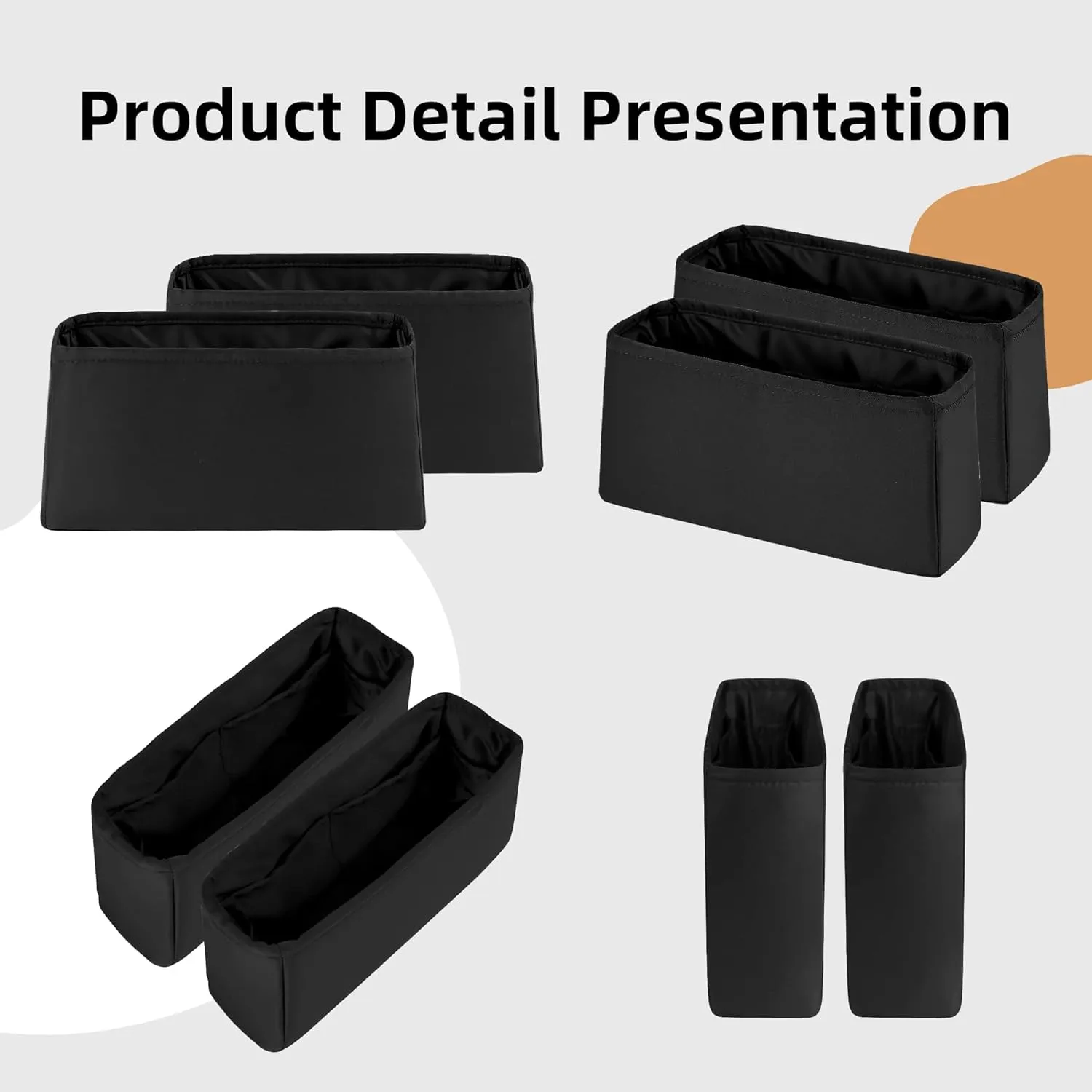 DGAZ Silky Purse Organizer Insert for Chanel Coco Handle Mini/S/M/L Bags, Luxury Handbag & Tote Organizer, Simplicity bag organizer (Black,L)