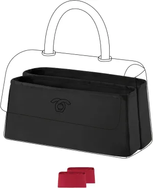 DGAZ Silky Purse Organizer Insert for Chanel Coco Handle Mini/S/M/L Bags, Luxury Handbag & Tote Organizer, Simplicity bag organizer (Black,L)