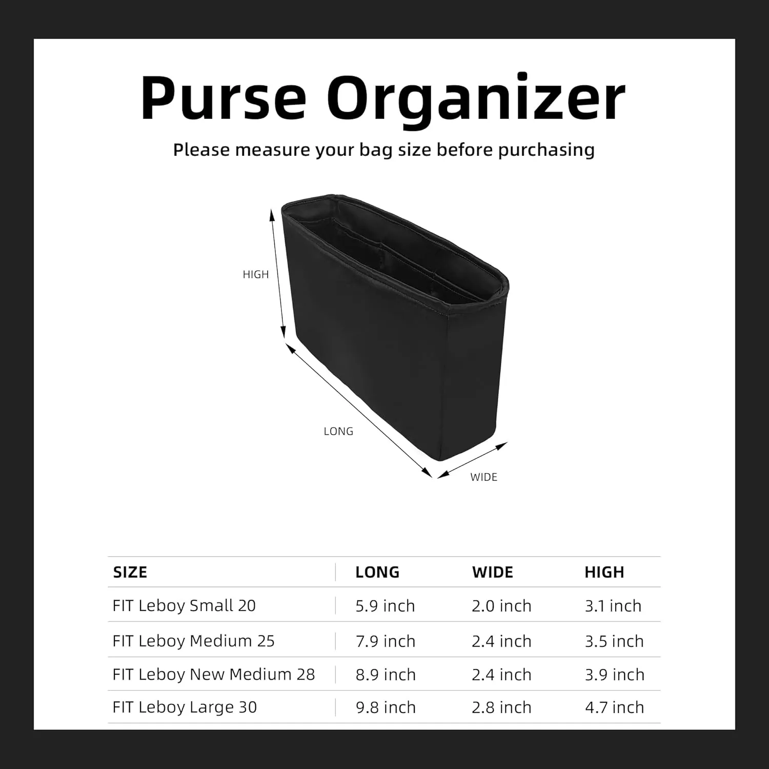 DGAZ Silky Purse Organizer Insert For Chanel Leboy Bags, Luxury Handbag & Tote Organizer, Simplicity bag organizer (Back,New Medium 28)