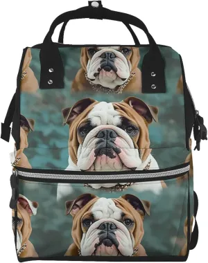 Diaper Bag Nappy Backpack Baby Bag Koala and Butterfly Mummy Backpack Multifunction Changing Bags for Travel, Funny English Bulldog, One Size