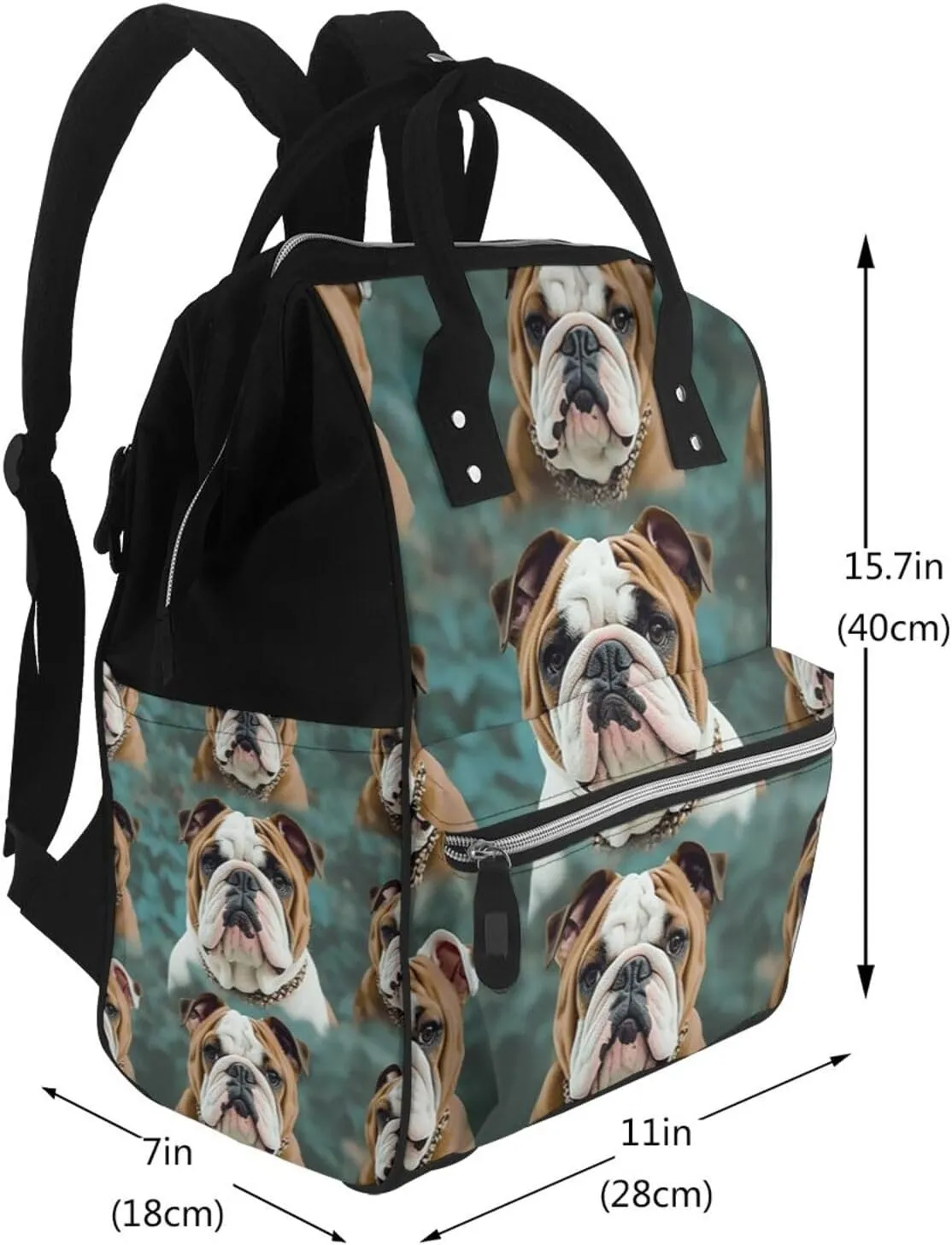Diaper Bag Nappy Backpack Baby Bag Koala and Butterfly Mummy Backpack Multifunction Changing Bags for Travel, Funny English Bulldog, One Size