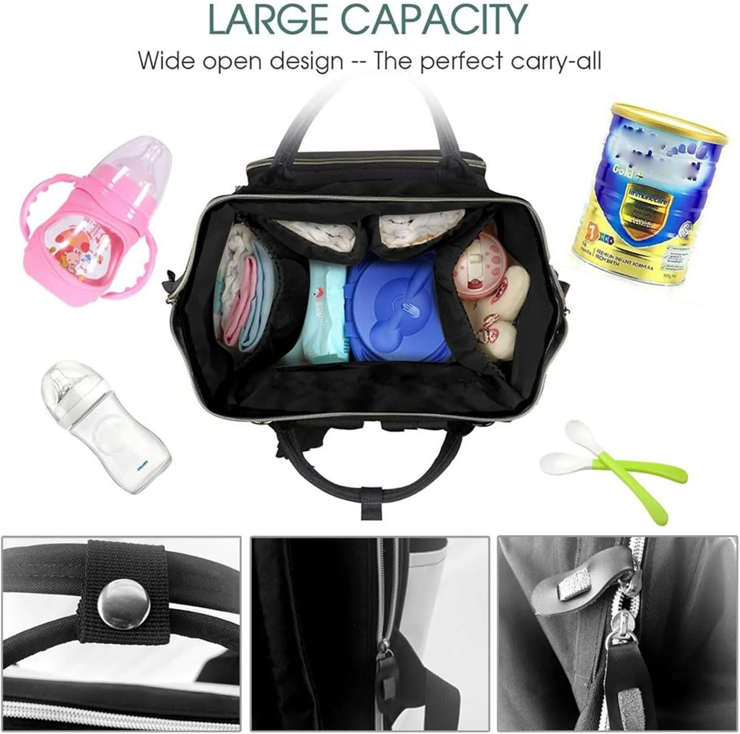 Diaper Bag Nappy Backpack Baby Bag Ocean Shark Mummy Backpack Multifunction Changing Bags for Travel, Blue Flame, One Size