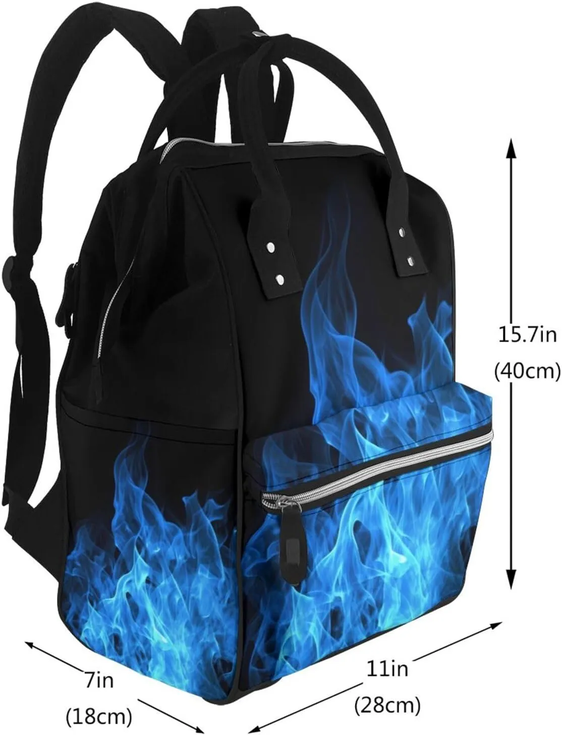 Diaper Bag Nappy Backpack Baby Bag Ocean Shark Mummy Backpack Multifunction Changing Bags for Travel, Blue Flame, One Size