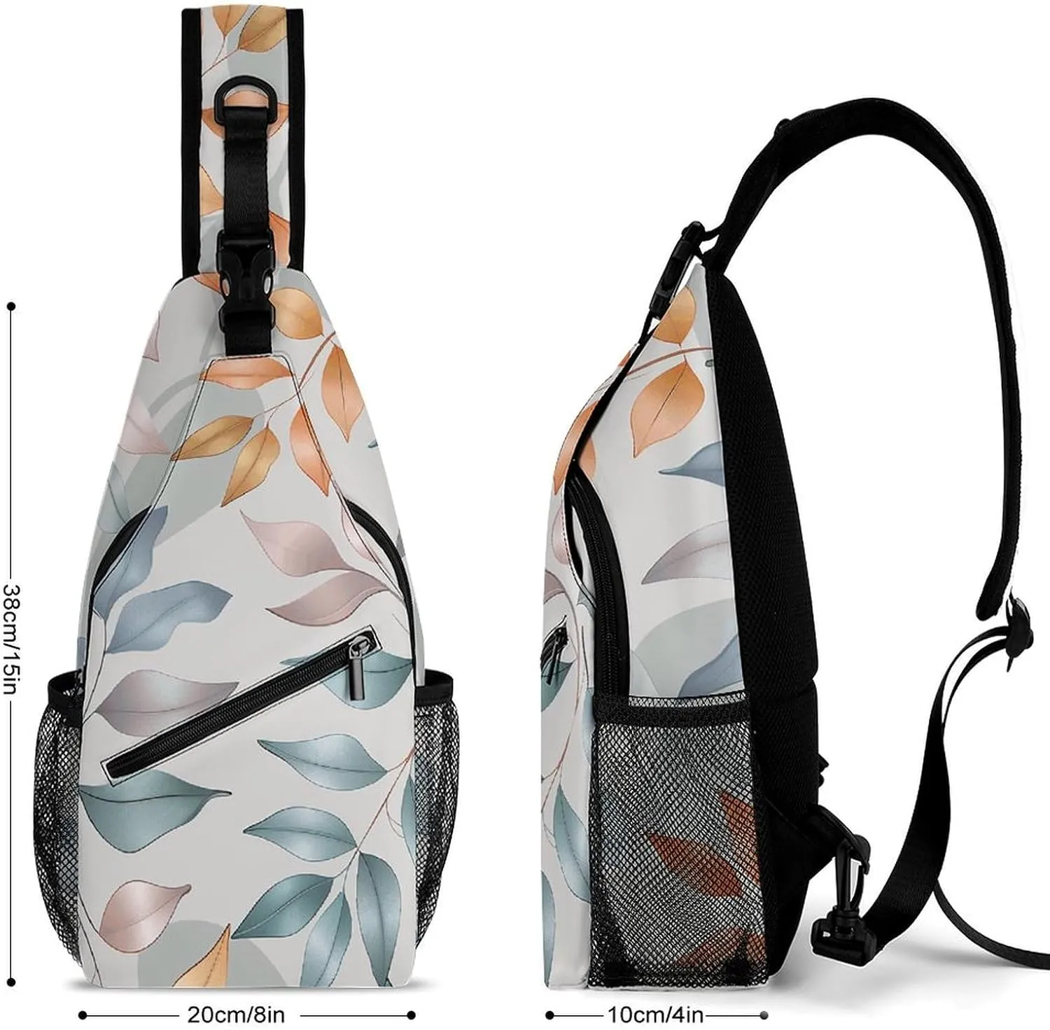 Different Leaf Patterns Crossbody Bag, Sling Bag, Sling Backpack, Belt Bags for Travel Outdoors Hiking