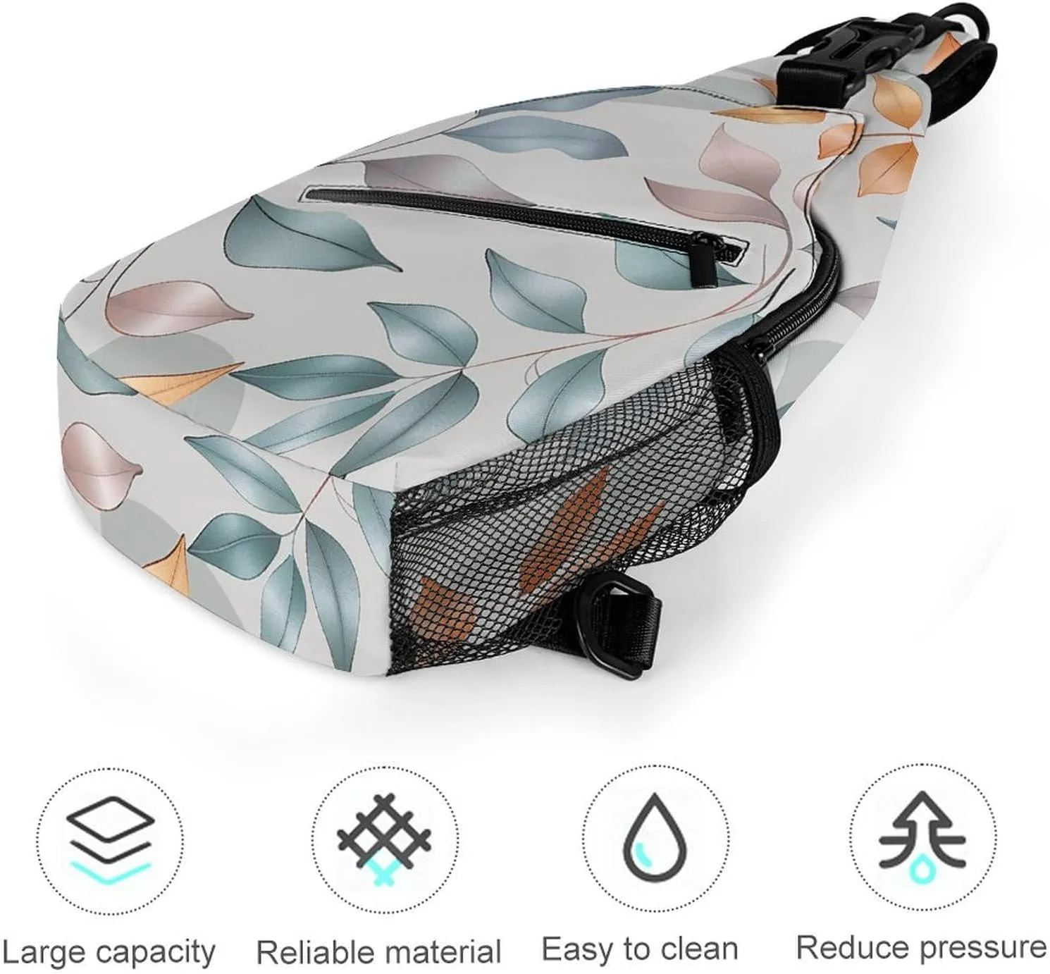 Different Leaf Patterns Crossbody Bag, Sling Bag, Sling Backpack, Belt Bags for Travel Outdoors Hiking