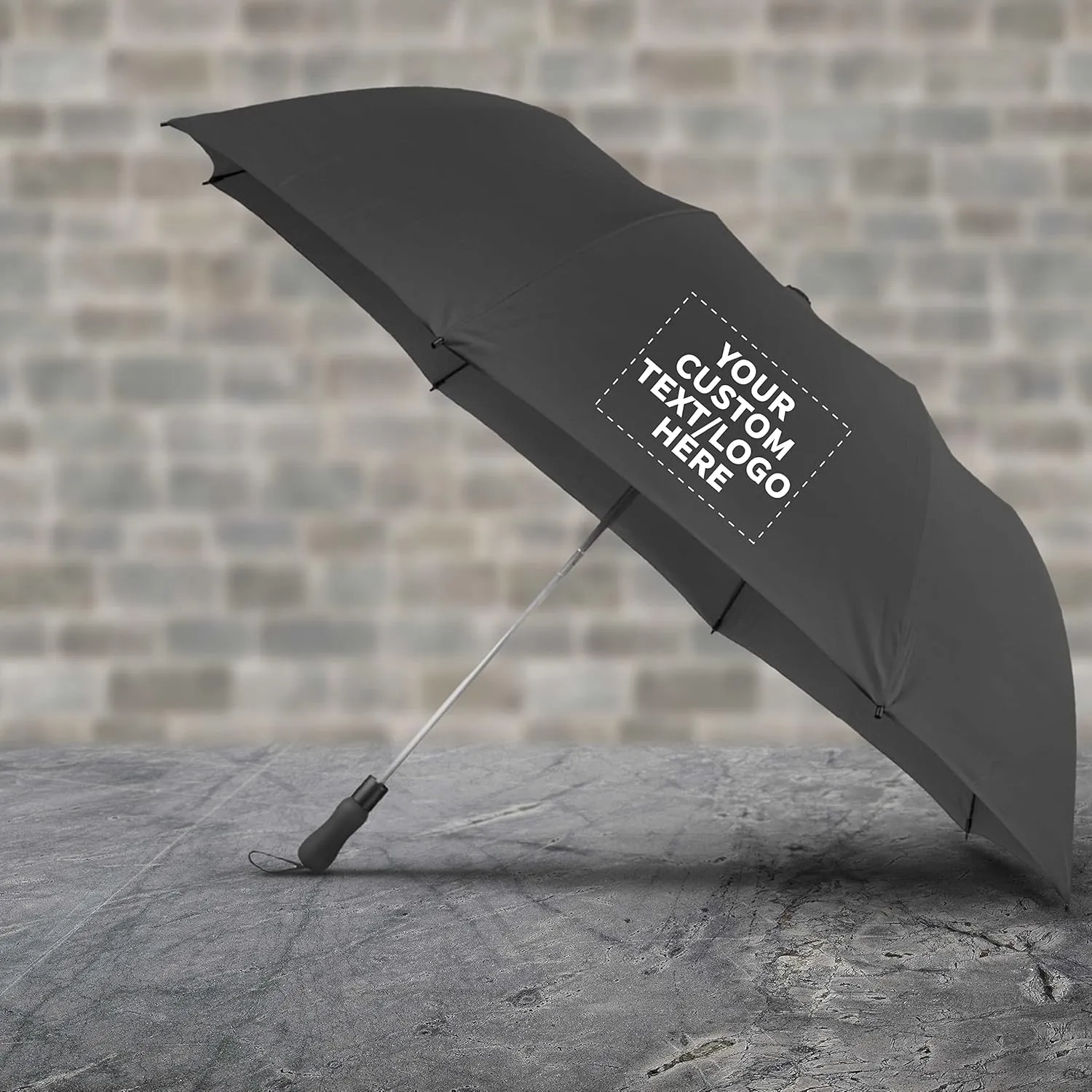 DISCOUNT PROMOS Custom Mori Telescopic Folding Umbrellas Set of 6, Personalized Bulk Pack - Perfect for Travel, Promotional Events or Giveaways - Black