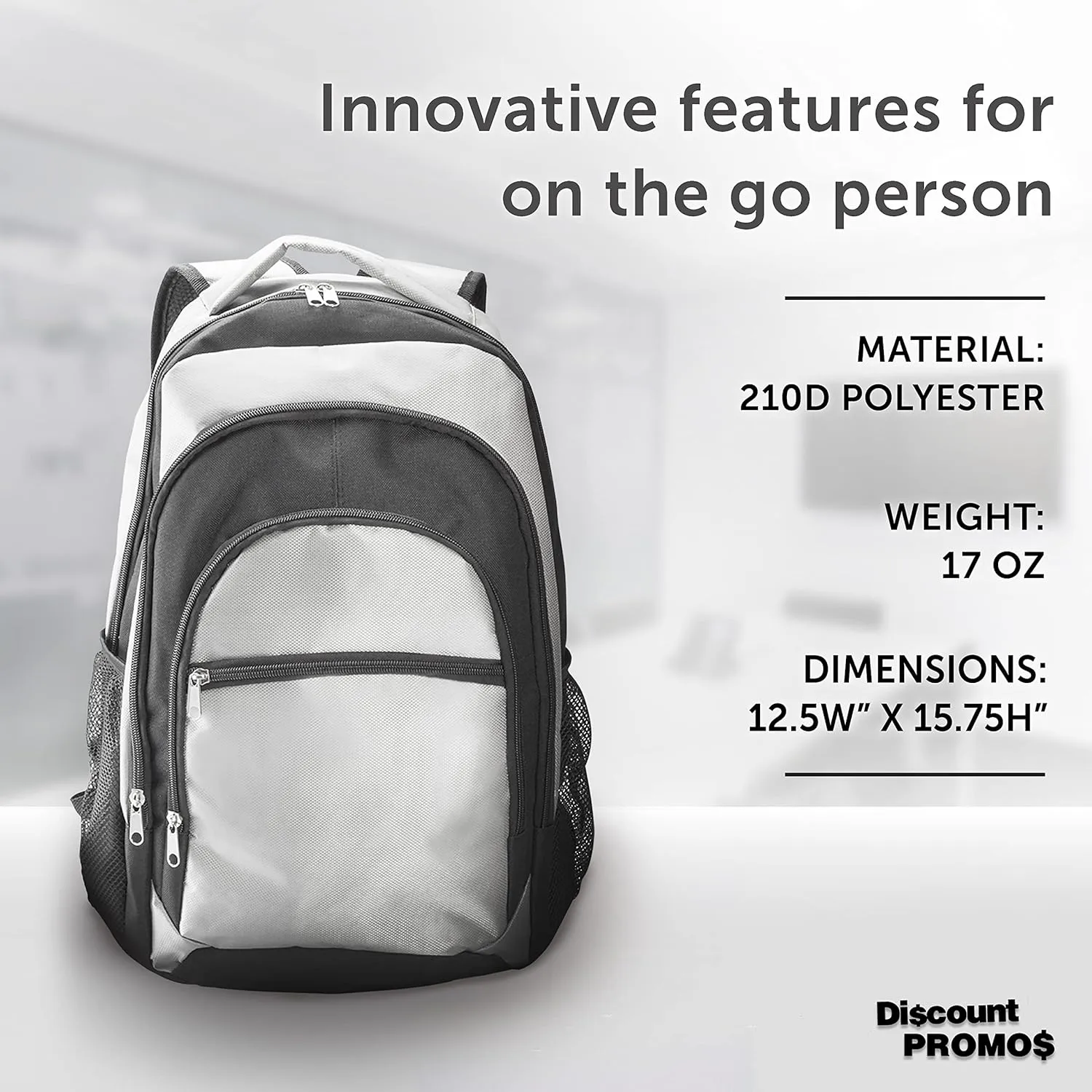 DISCOUNT PROMOS Iron Peak Multipurpose Backpacks Set of 6, Bulk Pack - Lots of Features, Bring Everywhere You Go, Perfect for Travellers, and for Everyday Use - Grey