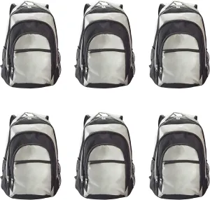 DISCOUNT PROMOS Iron Peak Multipurpose Backpacks Set of 6, Bulk Pack - Lots of Features, Bring Everywhere You Go, Perfect for Travellers, and for Everyday Use - Grey