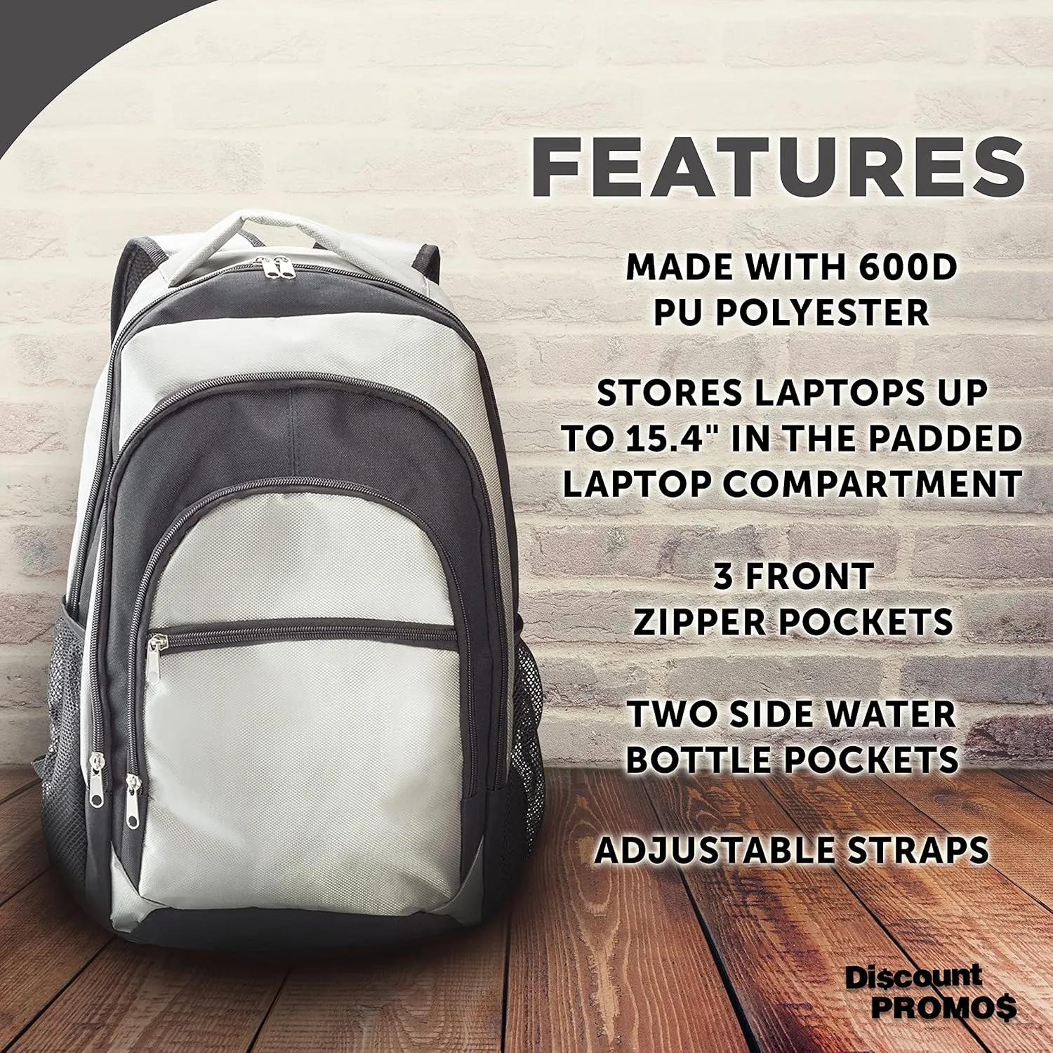 DISCOUNT PROMOS Iron Peak Multipurpose Backpacks Set of 6, Bulk Pack - Lots of Features, Bring Everywhere You Go, Perfect for Travellers, and for Everyday Use - Grey