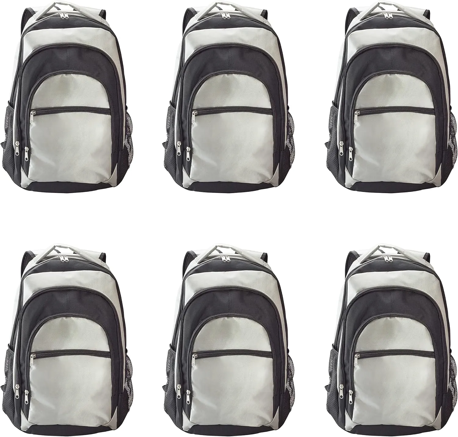 DISCOUNT PROMOS Iron Peak Multipurpose Backpacks Set of 6, Bulk Pack - Lots of Features, Bring Everywhere You Go, Perfect for Travellers, and for Everyday Use - Grey