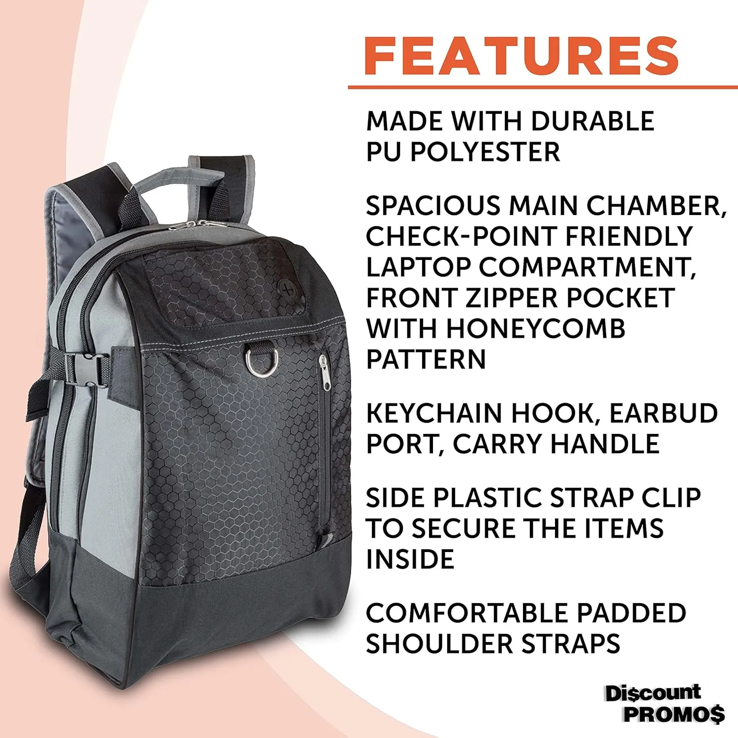 DISCOUNT PROMOS Transit Backpacks Set of 6, Bulk Pack - Bring Everywhere You Go, Perfect for Travel and for Everyday Use - Black