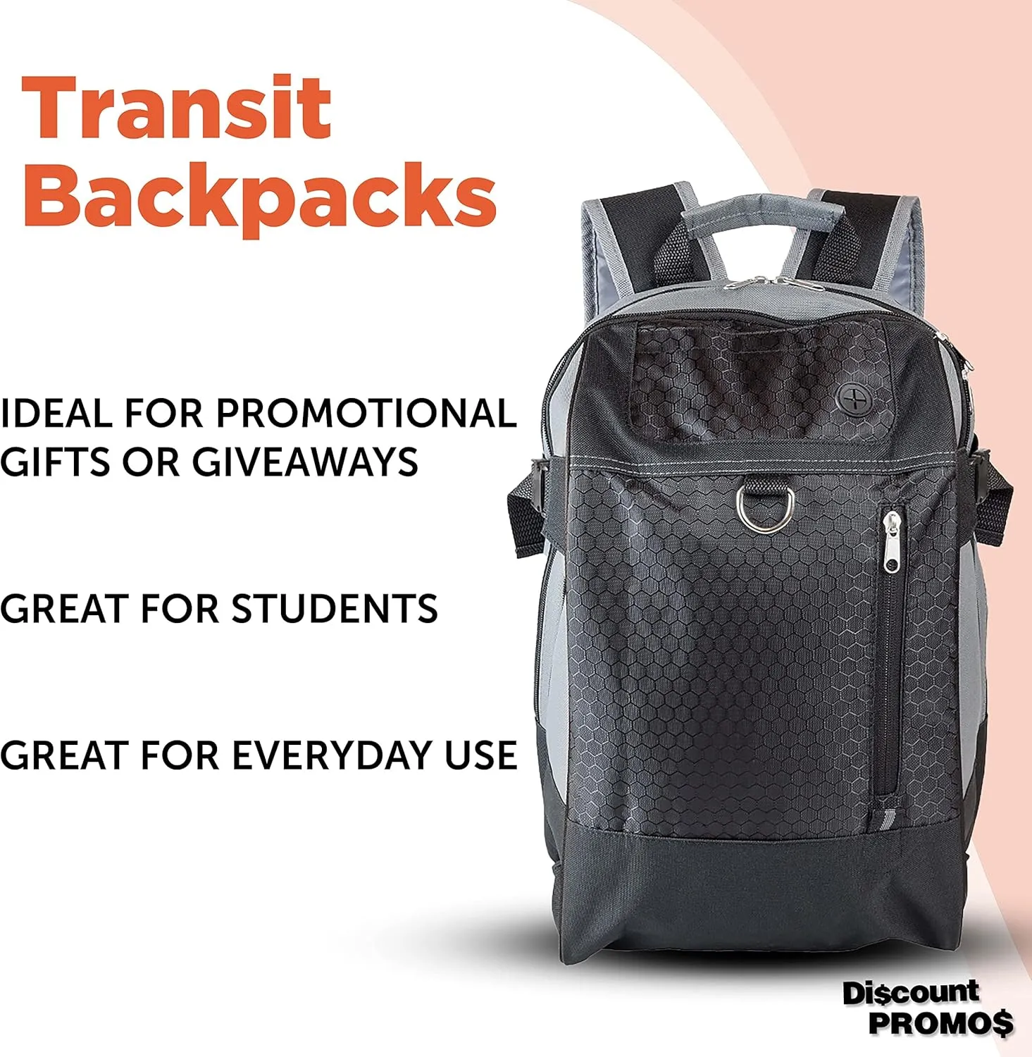 DISCOUNT PROMOS Transit Backpacks Set of 6, Bulk Pack - Bring Everywhere You Go, Perfect for Travel and for Everyday Use - Black