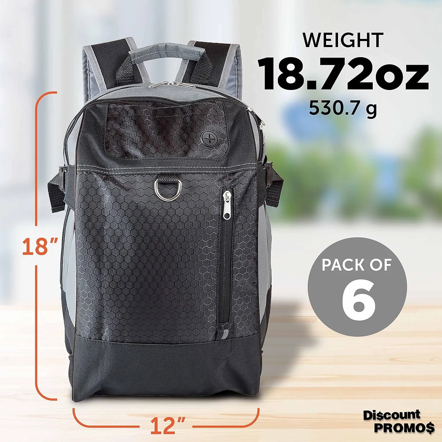 DISCOUNT PROMOS Transit Backpacks Set of 6, Bulk Pack - Bring Everywhere You Go, Perfect for Travel and for Everyday Use - Black