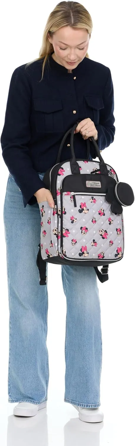 Disney Unisex Baby Travel Diaper Backpack| 16-Inches Height Multi-Functional Bag, Minnie Mouse with Paci Holder, Extra Large