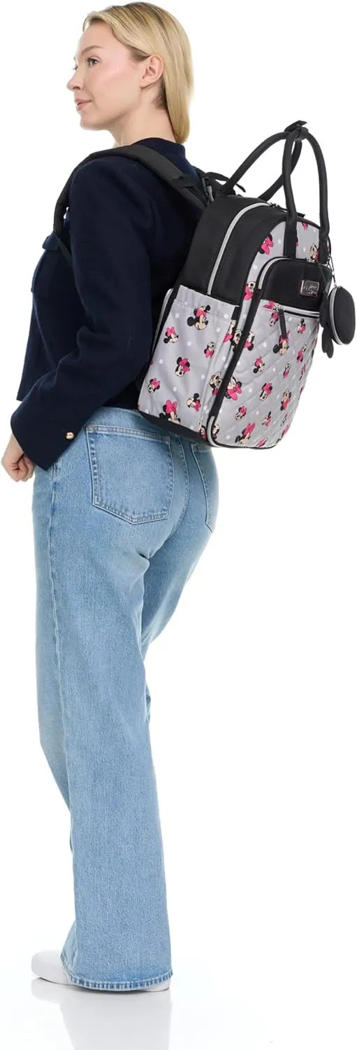 Disney Unisex Baby Travel Diaper Backpack| 16-Inches Height Multi-Functional Bag, Minnie Mouse with Paci Holder, Extra Large