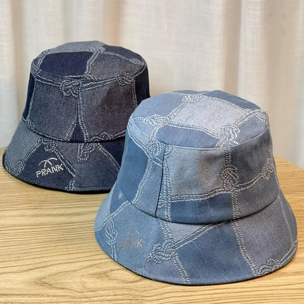 Distressed Denim Bucket Hats Frayed Jean Ripped Hole Fringe Edge Sun Beach Women