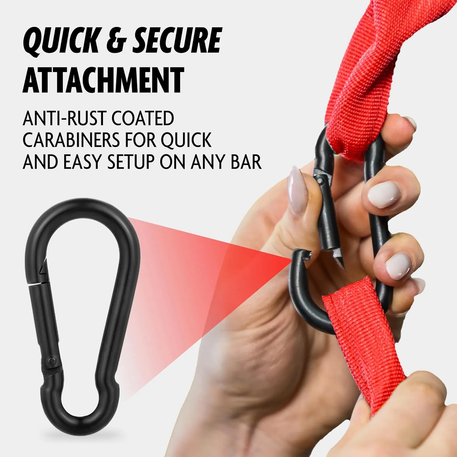 DMoose Fitness Hanging Ab Straps for Pull Up Bar & Core Strength Training - Thick Padded Arm Strap for Ab Swing with 2 Rust-Resistant Carabiners - Pull Up Straps for Abs Workout at Home and Gym (Pair)