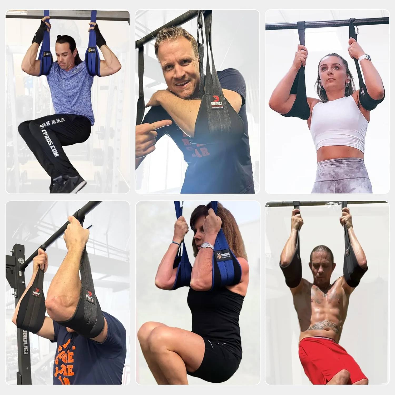 DMoose Fitness Hanging Ab Straps for Pull Up Bar & Core Strength Training - Thick Padded Arm Strap for Ab Swing with 2 Rust-Resistant Carabiners - Pull Up Straps for Abs Workout at Home and Gym (Pair)