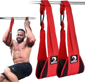 DMoose Fitness Hanging Ab Straps for Pull Up Bar & Core Strength Training - Thick Padded Arm Strap for Ab Swing with 2 Rust-Resistant Carabiners - Pull Up Straps for Abs Workout at Home and Gym (Pair)