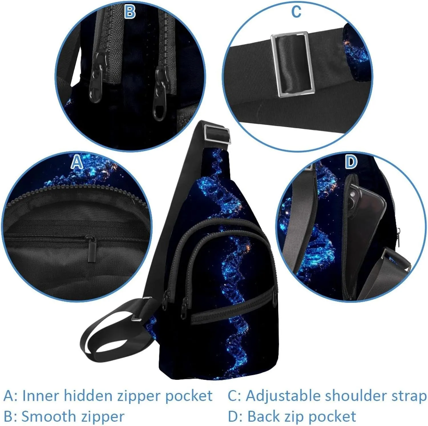 dna helix (1) Sling Backpack Bag
