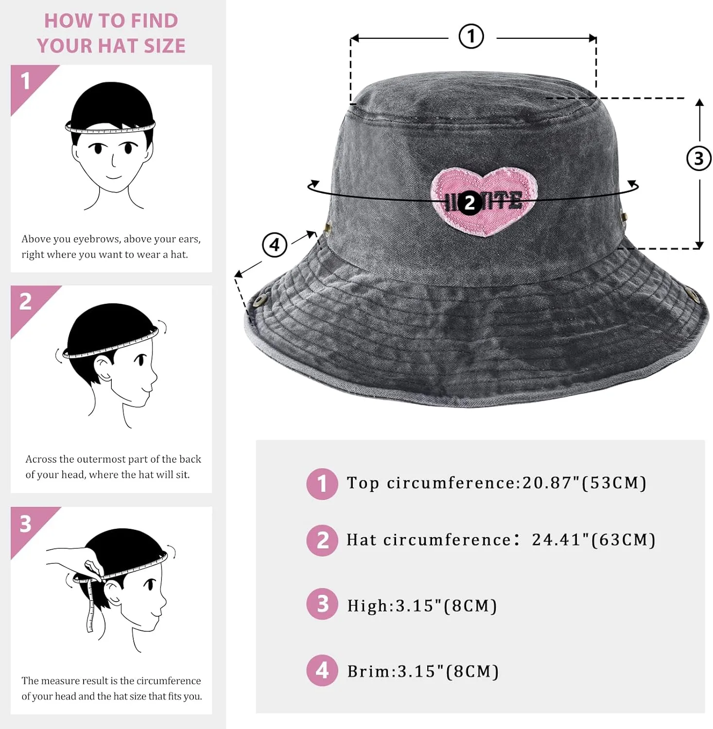 DOCILA Demin Bucket Hats for Women Men Blue Jean Western Fisherman Hats Packable Cowboy Style Outdoor Sun Hats