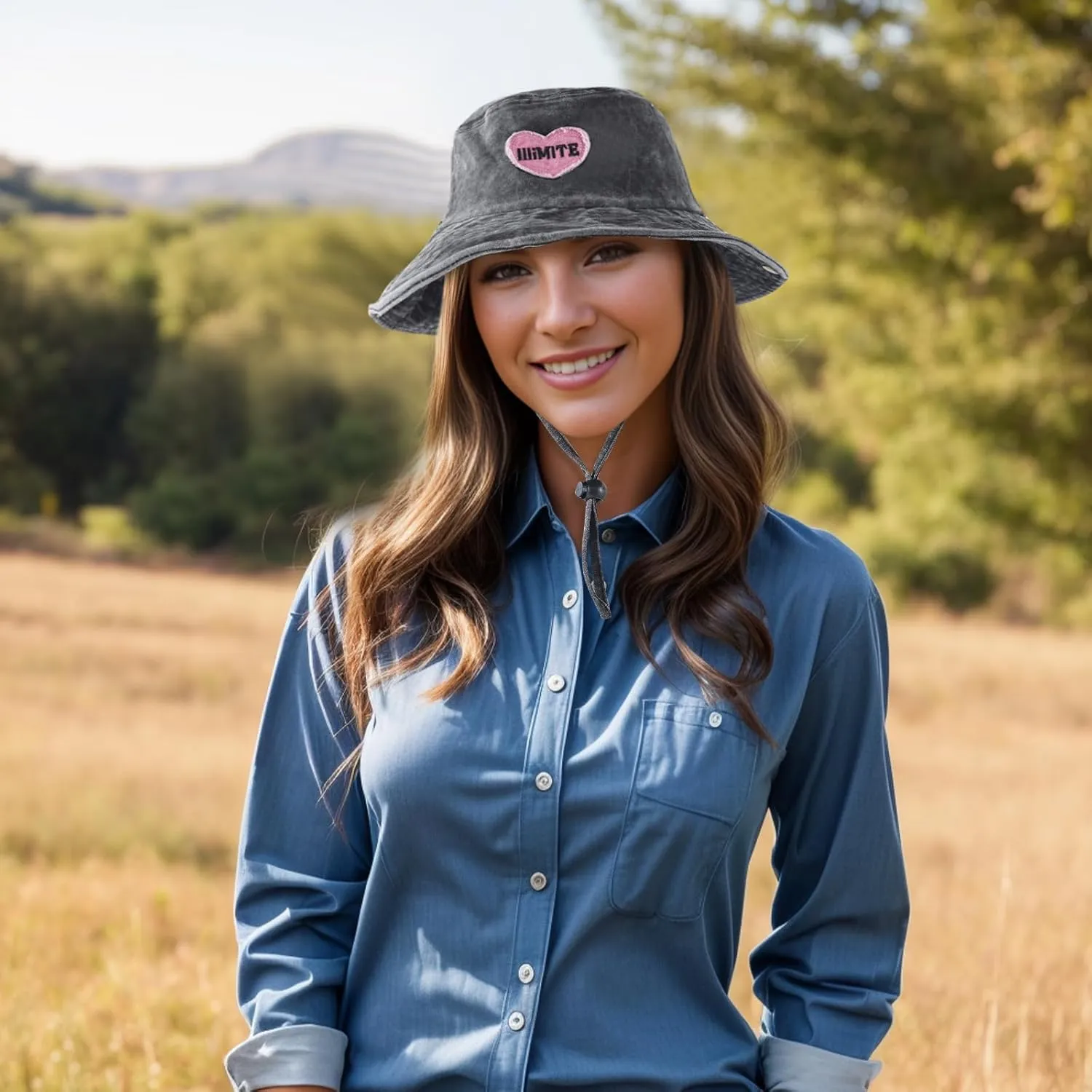 DOCILA Demin Bucket Hats for Women Men Blue Jean Western Fisherman Hats Packable Cowboy Style Outdoor Sun Hats