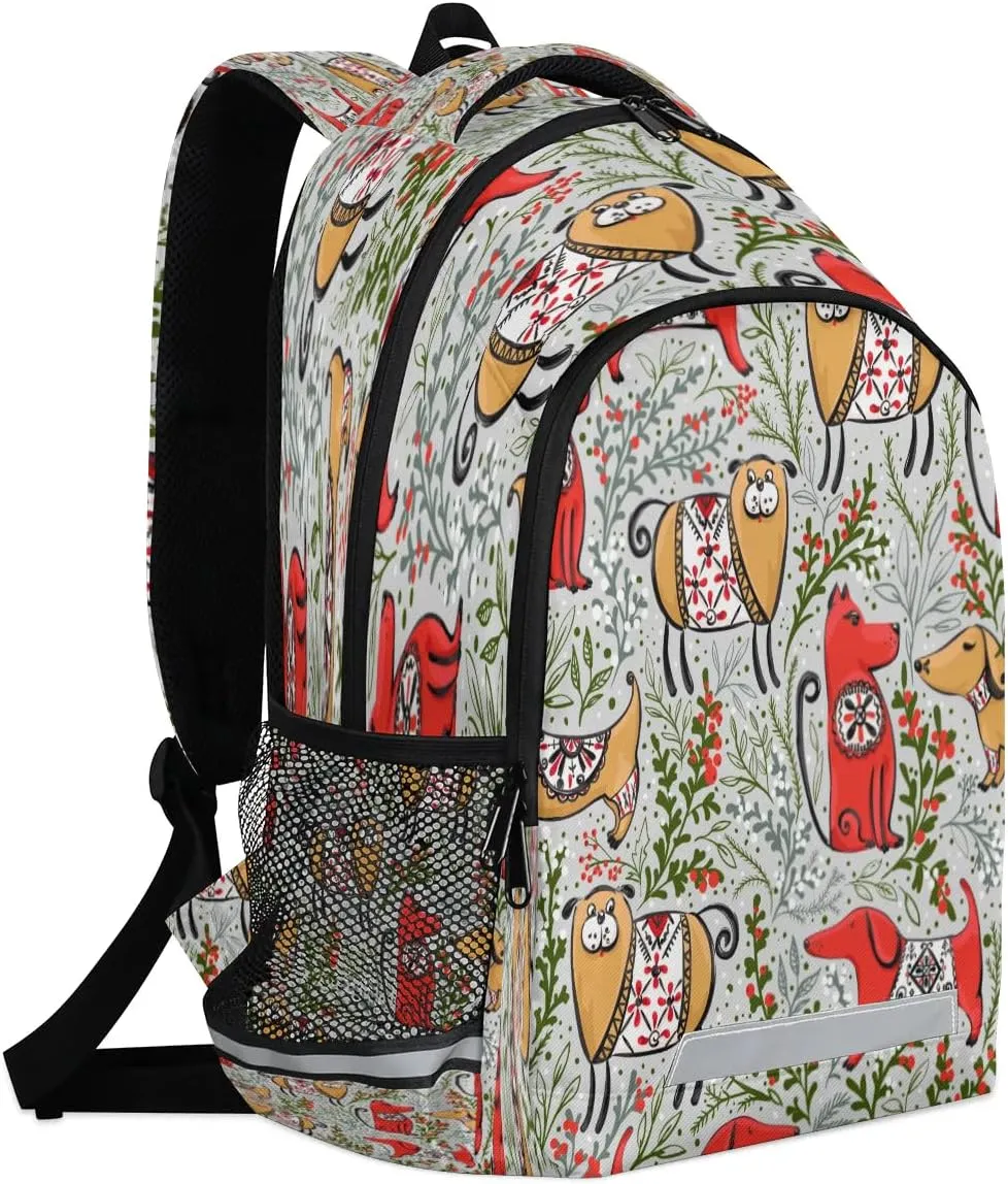 Dog Flower Animal Laptop Backpack Lightweight College Backpack with Reflective Strip for Men Women Adult Casual Travel Hiking Gym Work Daypack