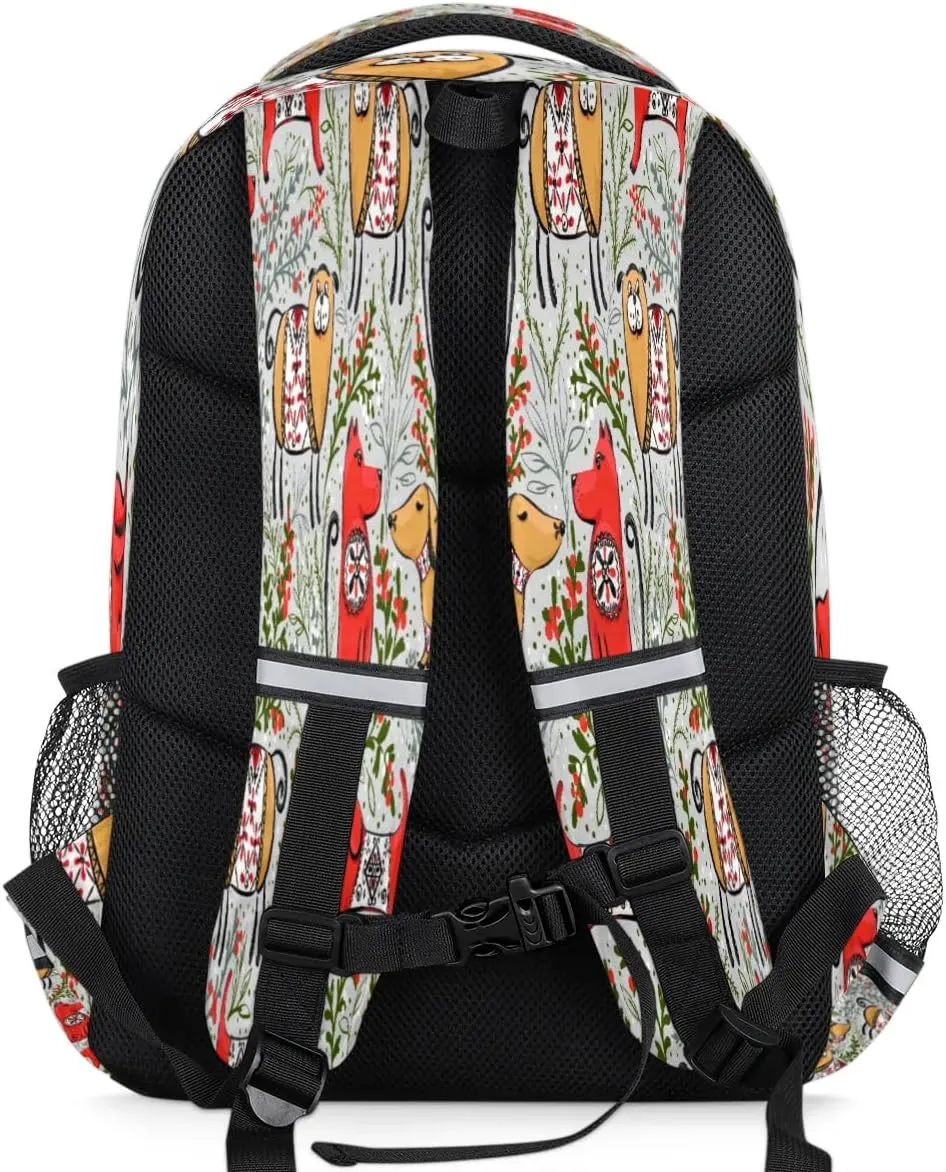 Dog Flower Animal Laptop Backpack Lightweight College Backpack with Reflective Strip for Men Women Adult Casual Travel Hiking Gym Work Daypack