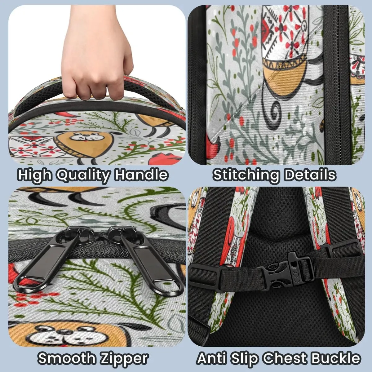 Dog Flower Animal Laptop Backpack Lightweight College Backpack with Reflective Strip for Men Women Adult Casual Travel Hiking Gym Work Daypack