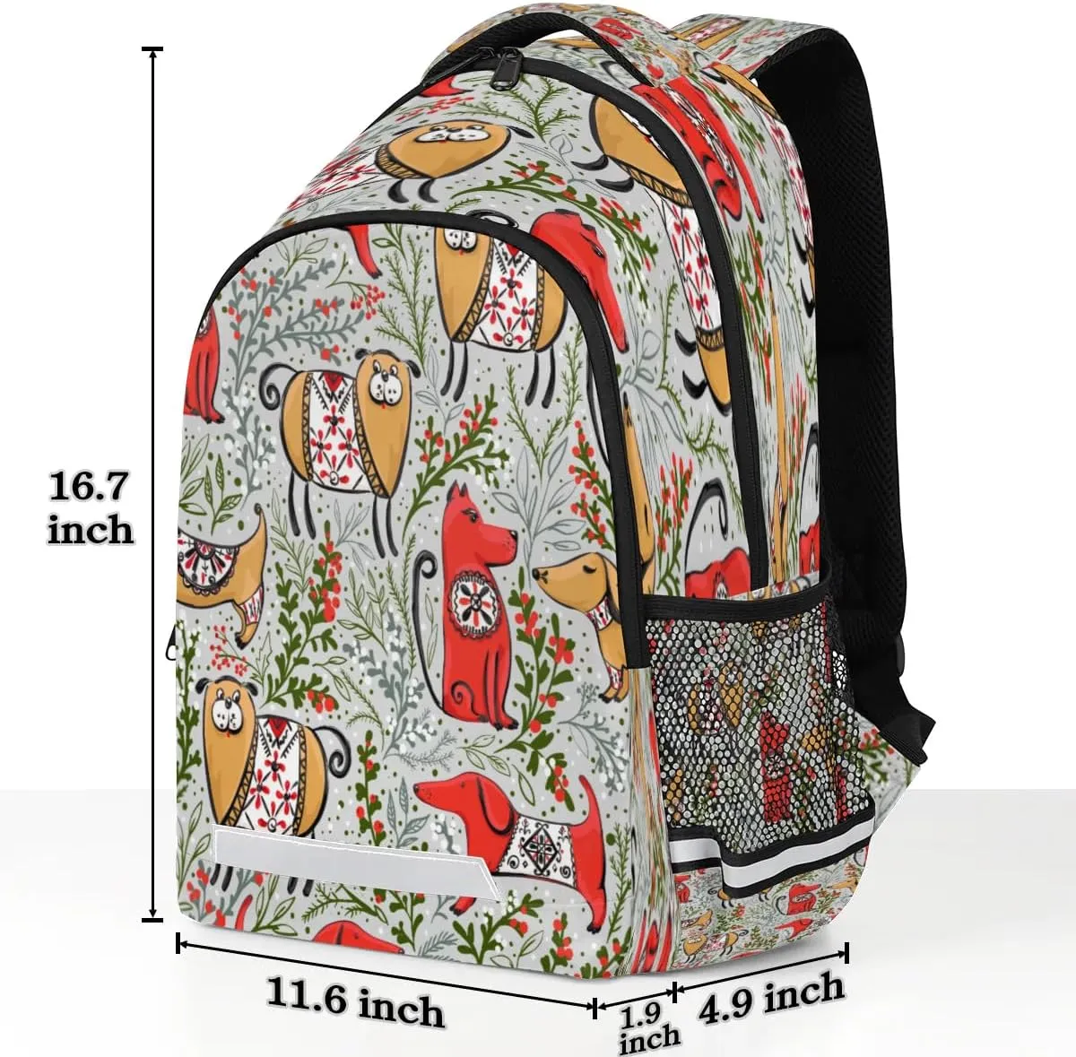 Dog Flower Animal Laptop Backpack Lightweight College Backpack with Reflective Strip for Men Women Adult Casual Travel Hiking Gym Work Daypack